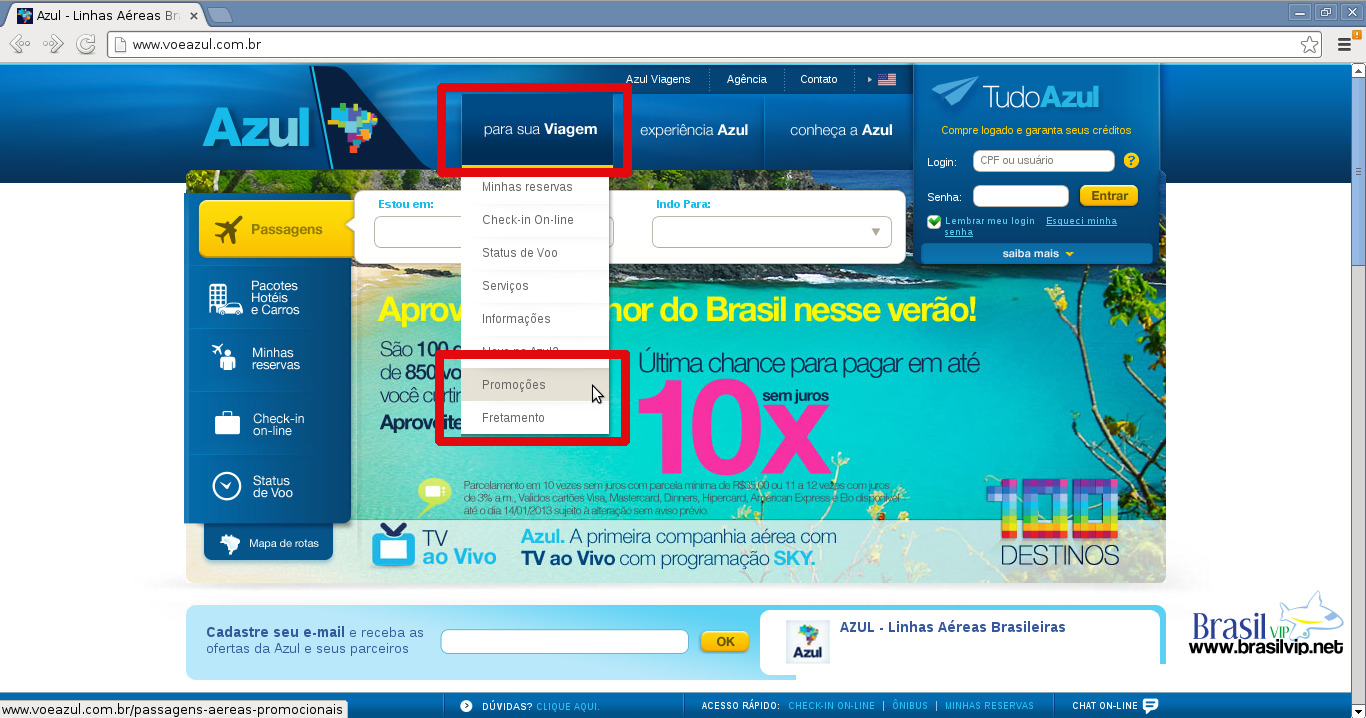 promoções azul